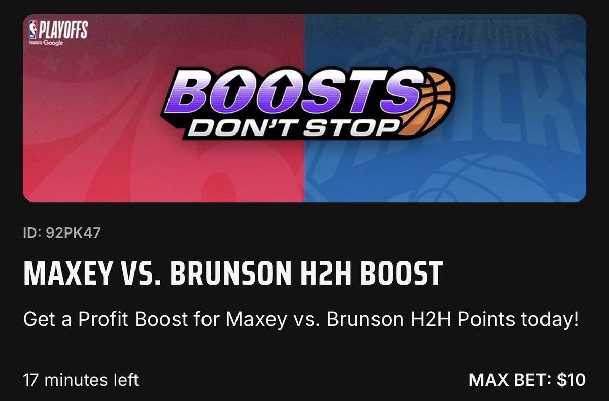 GhostEVplays's tweet image. 🏀 DraftKings NBA H2H

🏀 -109 Brunson
Playing: 0.06 Unit Promo Max

#draftkings #sports #nba #basketball