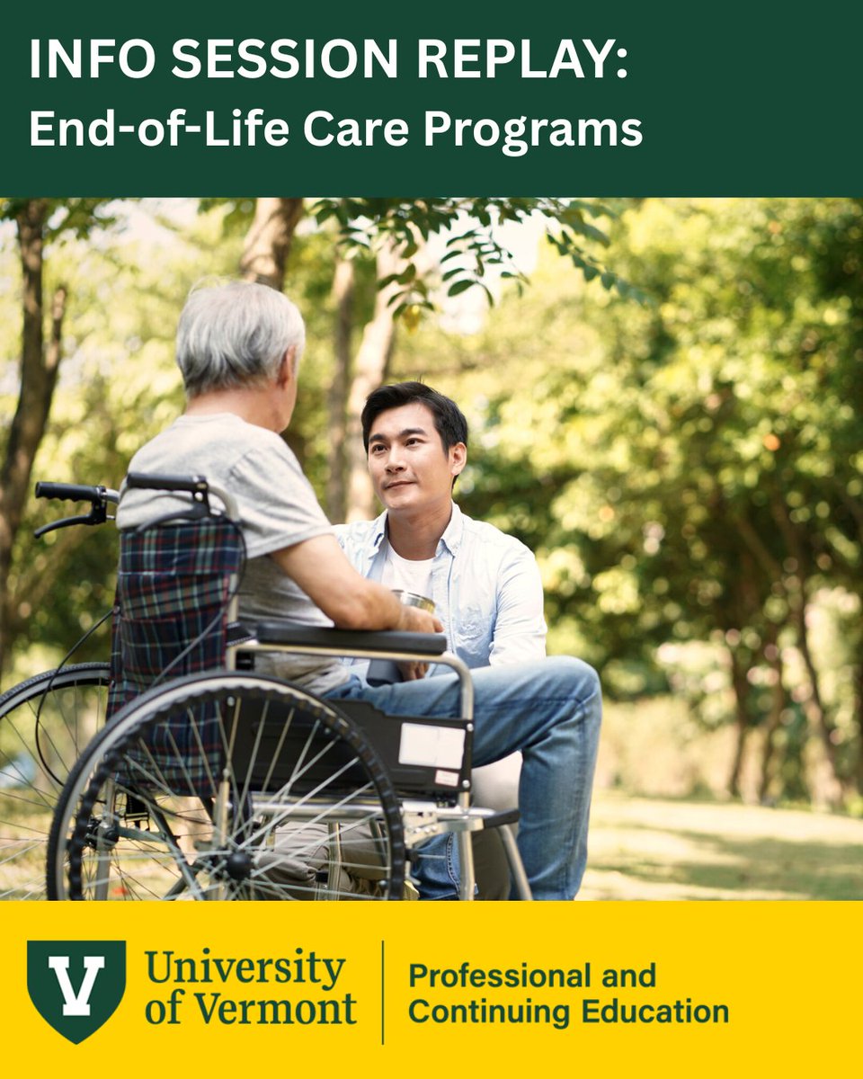 uvmPACE's tweet photo. UVM's end-of-life care portfolio has multiple summer sessions coming up! 

Watch our recent info session, led by program lead Julie Raymond-Yakoubian, PhD, to learn more about the curriculum, learning outcomes, and more. https://t.co/Z2XKHY5ywT

#UVMPACE #InfoSession #DeathDoula https://t.co/yMWyC9xazN