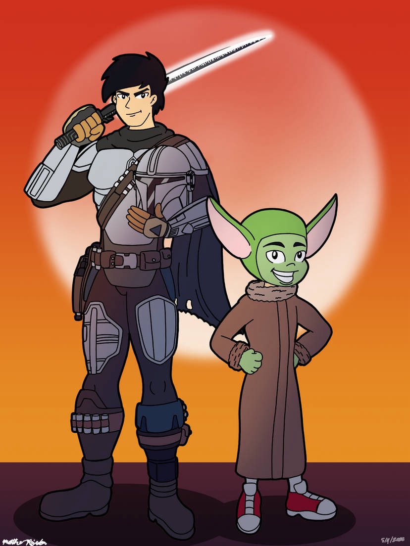 MightyMatt197's tweet image. Here’s a repost of last year’s star wars picture for May 4th Star Wars day because I haven’t had time to draw one for this year. Blackstar and watchdog cosplay as the Mandolorian and Grogu from the show. May the 4th be with you!

#starwars #fanart #may4th