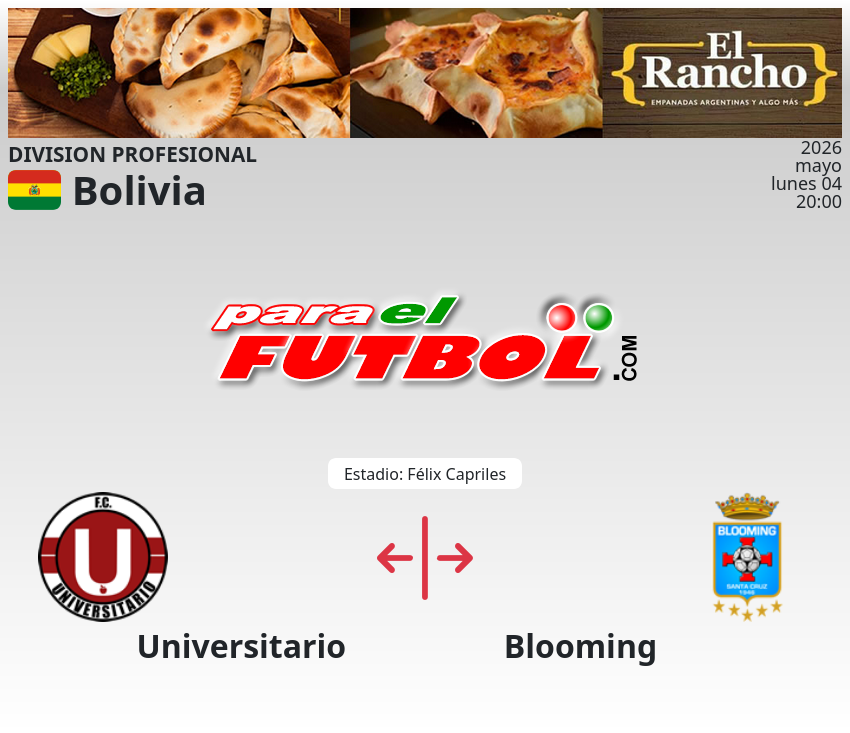 paraelfutbol's tweet image. por comenzar en Cochabamba, partido entre Universitario vs Blooming
paraelfutbol.com
#bolivia #FBF #DivisionProfesional #Universitario #Blooming #futbol #paraelfubol