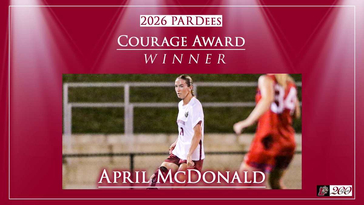 GoLeopards's tweet photo. There is no doubt April McDonald from @LafayetteWSOC  is a battle-tested leader and that is why she took home this year's Courage Award 🐆 ⚽️ 

Congrats April! 💪

#RollPards #ClimbTheHill #LafayetteCollege200 #PARDees @LafCol https://t.co/jmd5p2SroJ