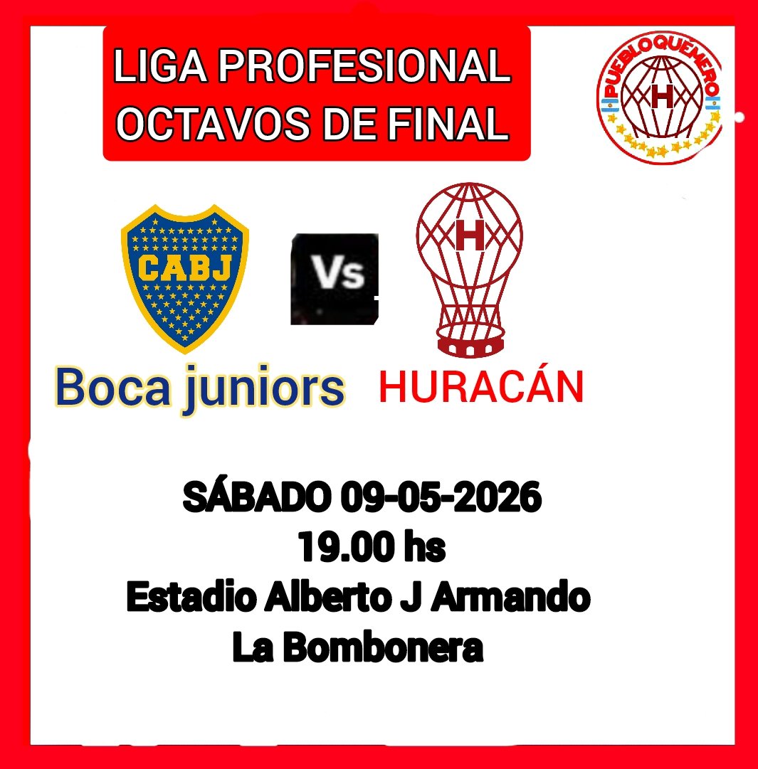 #Huracan octavos de final 
seguínos puebloquemero 
#VamosGlobo #elglobo
#HuracánYNadamas
<a href="/CAHuracan/">CA Huracán</a> <a href="/ElOjo_Huracan/">El Ojo del Huracán</a>