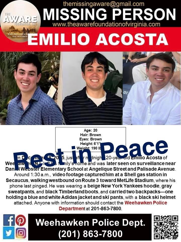 aware_the's tweet image. 🕊️UPDATE🕊️ Emilio Acosta has been located. Please keep loved ones in your thoughts and prayers. #TheAWAREFoundationInc #Located #RestinPeace