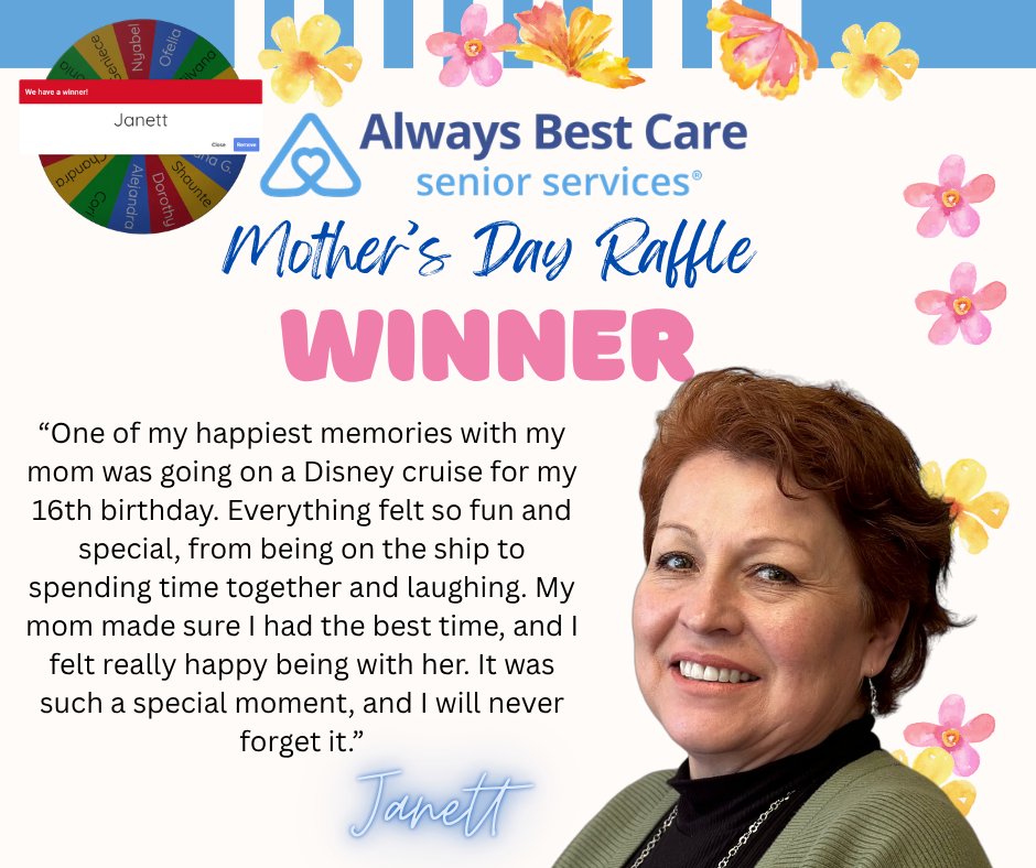 alwaysbestsd's tweet photo. Congratulations to Janett - the winner of our Mother’s Day Raffle!

#OfficeFun #WinThisBasket #AlwaysBestCare #WinThis #CommentToWin #SeniorCare #SeniorServices #SeniorLiving #SeniorHousing #Caregiver #Caregiving #ElderlyCare #SanDiego https://t.co/dEJtI5YXf5