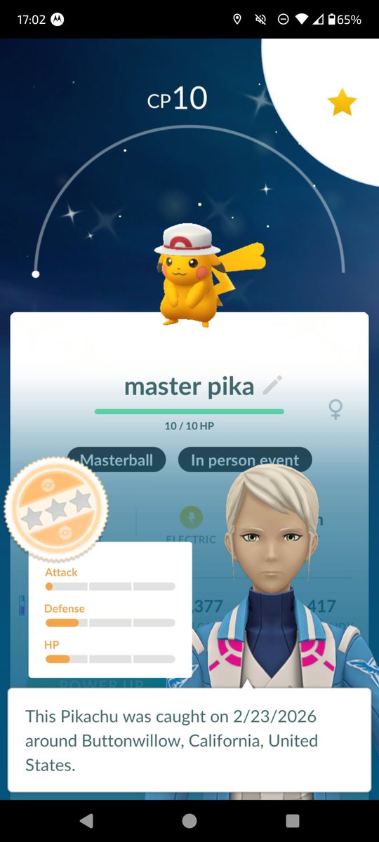 YtMaxplayz's tweet photo. @MYSTIC7 I was speed capped during the new costume event for the road to kalos event. And on the drive back from the LA kalos tour I masterballed this shiny lvl1 costume pika, just cuz i had another masterball to spare. https://t.co/MsjhaA2BzU
