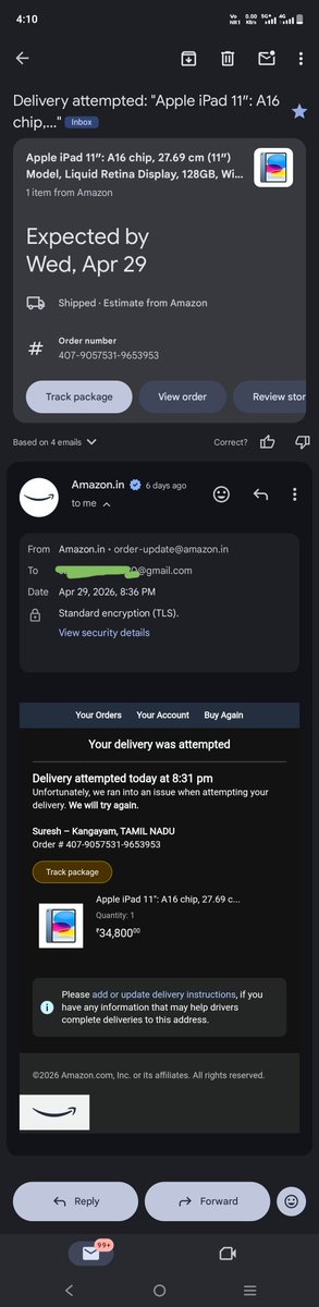smart7edits's tweet photo. @amazonIN MyiPad (Order 407-9057531-9653953) is 6 days late. It was sent to the WRONG hub in Erode instead of Kangayam and has been stuck there since April30. I have called 5 times, but support just keeps changing the date. Please fix this routing mistake and deliver my package! https://t.co/hOX05NwLvs