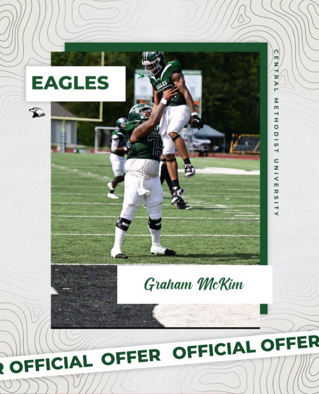 GrahamMckim's tweet photo. I am blessed to receive my first collegiate offer from CMU! 
@elitefootball @MackHelms6083 @cmueaglesFB 

#AGTG https://t.co/5DTXniWYIS