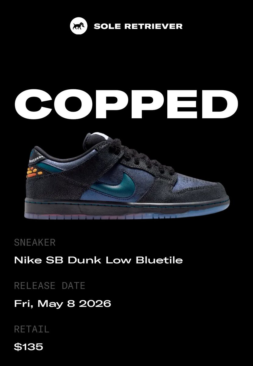 SlicksKicks76's tweet photo. Anyone else hit? I just copped the Nike SB Dunk Low Bluetile with @SoleRetriever
https://t.co/ThMtCAh0NZ https://t.co/DIQ5EW7IEd