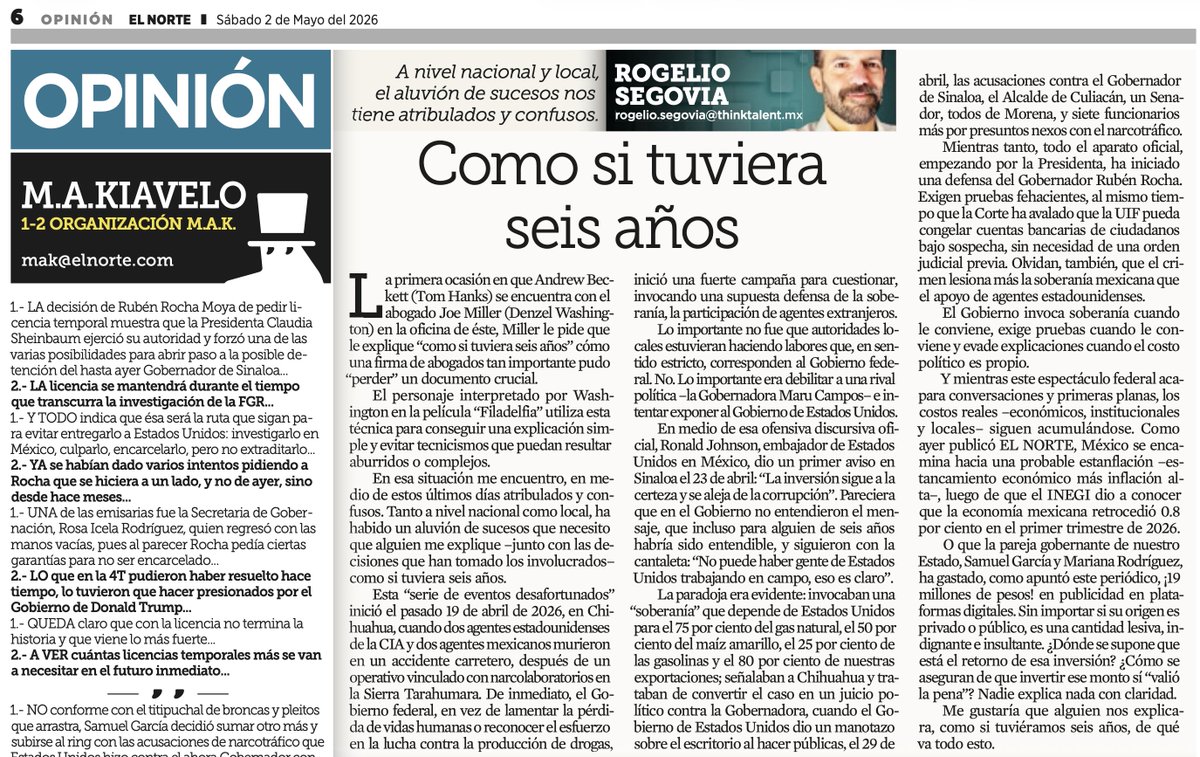 rogeliosegovia's tweet photo. Gobierno y política se enredan en discursos de soberanía, acusaciones y gasto, mientras México enfrenta costos económicos e institucionales.

📰 Leer: https://t.co/xWJD4dHslS
🎧 Escuchar: https://t.co/2Sc6jygdF7

#Opinión https://t.co/i5cuPIE1UJ