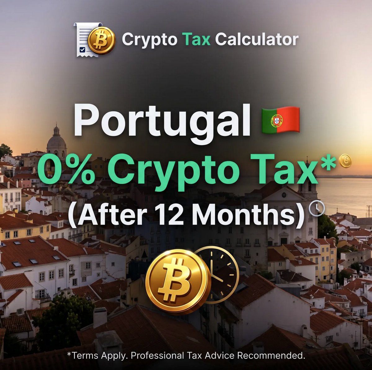 CryptoTaxCalApp's tweet photo. Portugal used to be 0% for crypto. That has changed.

Tax snapshot
28% capital gains tax on crypto held under 12 months
0% on crypto held over 12 months
Staking and crypto income taxed as income
NFTs and some assets treated differently
Foreign income may have different treatment depending on status

Residency path
D7 visa and Digital Nomad visa are common
Proof of income required
Accessible compared to most EU countries

Time to residency
A few months for visa
Permanent residency after 5 years

Banking and business
Strong EU banking access
Crypto-friendly environment historically
Regulated and structured system

Lifestyle
Moderate cost of living (rising in Lisbon)
High quality of life
Strong infrastructure and internet
Coastal lifestyle

Takeaway
0% is still possible.
But only if you hold crypto long term.
