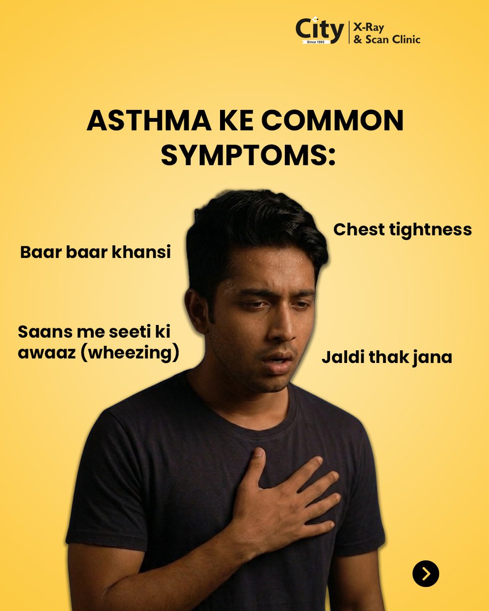 CityXrayClinic's tweet image. Breathing shouldn’t feel like a struggle.

Frequent coughing, chest tightness, or shortness of breath? Don’t ignore it—it could be asthma.

Triggers like pollution, smoke, cold air &amp;amp; stress are everywhere But asthma can be controlled with the right care

#WorldAsthmaDay #Cityxray