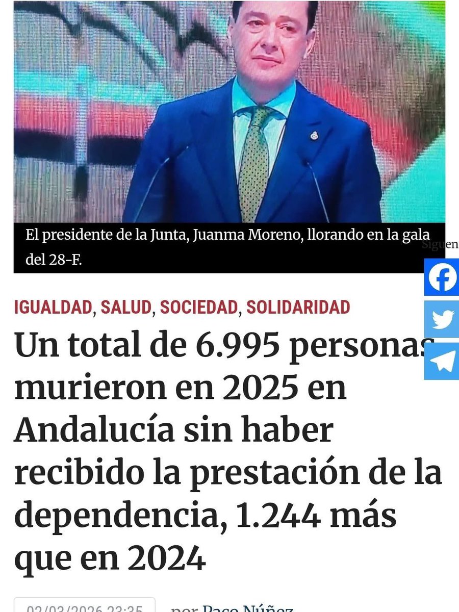 Un total de 6.995 personas murieron en 2025 en #Andalucía sin haber recibido la prestación de la dependencia, 1.244 más que en 2024 #DebateAndaluciaRTVE