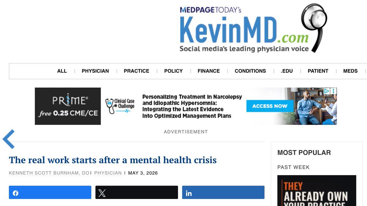 KScottBurnhamDO's tweet image. Getting messages from physicians about this. That's exactly why it needed to be written.

kevinmd.com/2026/05/the-re…

#PhysicianMentalHealth #MentalHealthMonth