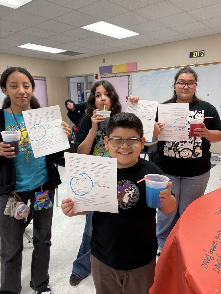 Soria2126's tweet photo. Sip, Set Goals, Succeed! Students created their own drinks to fuel up for a 1 on 1 conference focused on their end of year goals. They reflected on their learning by completing a math survey &amp; reviewing their MAP Growth scores.🥤🎯📚#SipSetSucceed  #DataDriven #StudentReflection https://t.co/spJYr6kRaV