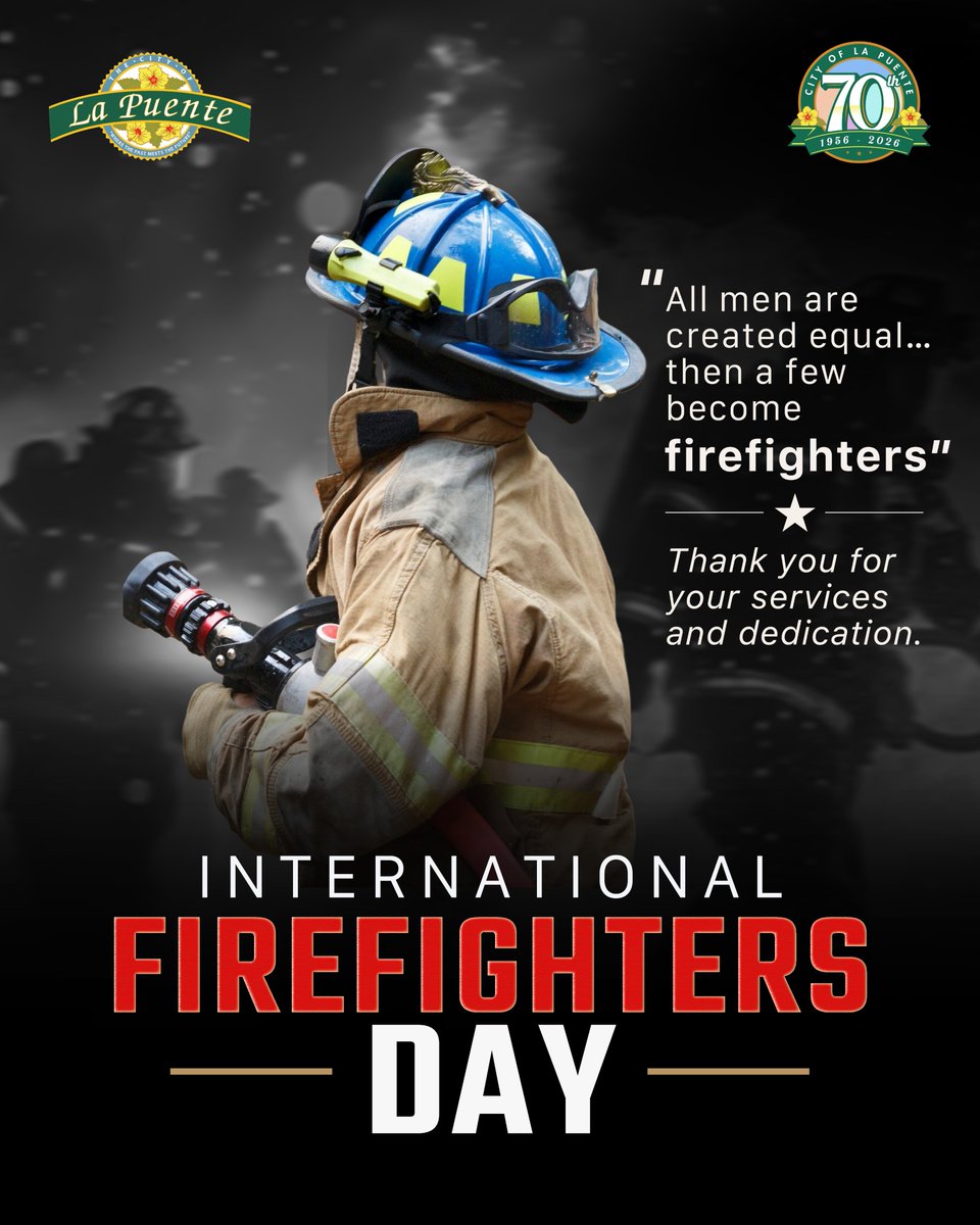 CityofLaPuente's tweet image. 🚒❤️‍🔥 Firefighters: a true calling to protect others.

Today we recognize their bravery, dedication &amp;amp; service. 🧑‍🚒

#LaPuente #Firefighter #Community #Safety