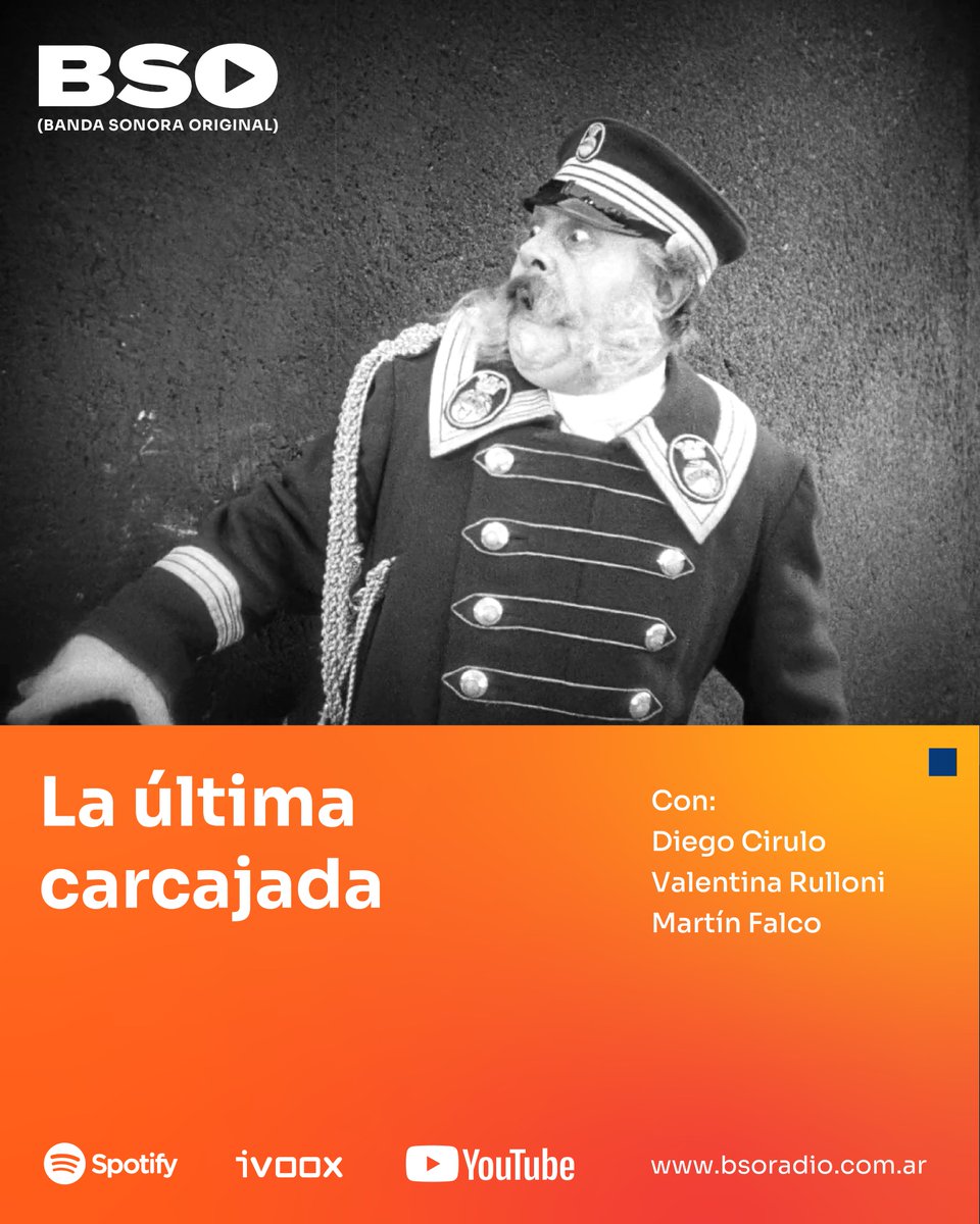 BSOradio's tweet image. 🎙️ ¡NUEVO CAPÍTULO!
🔊Temporada 15, capítulo 3: La última carcajada. Con Diego Cirulo, Valentina Rulloni y Martín Falco.

📢 Ya disponible.

#podcastcine #cine #podcast #laultimacarcajada #derletztemann #murnau