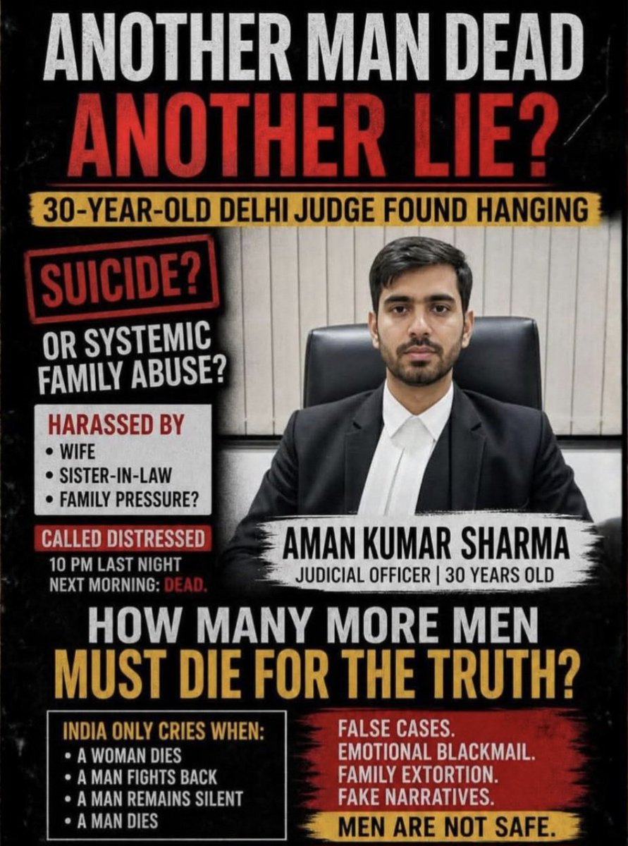 tyagi512's tweet image. #GenderBiasedLaws रामायण काल की वो सुरसा राक्षसी हो चुके है जो अपने रास्ते में आने वाले हर आमो-खास को निगल रहे है फिर वो चाहे जज ही क्यों ना हो !!
देखना सिर्फ ये है की अभी और किस किस की बलि चढ़ती है ??
#JusticeIsDue
#OneMoreAtulSubhash
#FeminismIsDestroyingIndia