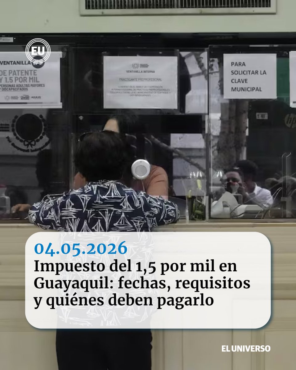 Los contribuyentes con actividad económica en Guayaquil deben cumplir con la declaración y pago del impuesto del 1,5 por mil sobre los activos totales ow.ly/34PZ50YUHI7