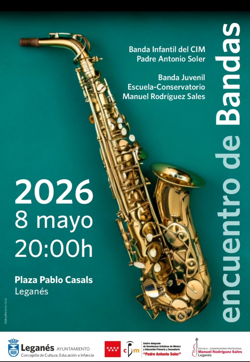 AmpaEM_MRS's tweet photo. Este viernes nos vemos en la plaza! 😎 

Disfrutaremos del encuentro de nuestra Banda Juvenil y la Banda Infantil del CIM Padre Antonio Soler

🗓️8 de mayo – 20:00 h 

#EscuelaConservatorioMRS🗓️ https://t.co/71vvgqOneM