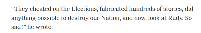 greggieboyLRG's tweet photo. @POTUS   about Rudy...  they "they" are all consuming enemies.  Unfortunately, this tells you exactly what frame of reference #Trump uses... for EVERYthing... it's all about Donald.  The quote is from @nytimes   https://t.co/2CE0q1W5Jt https://t.co/g7jY1NE7Eh