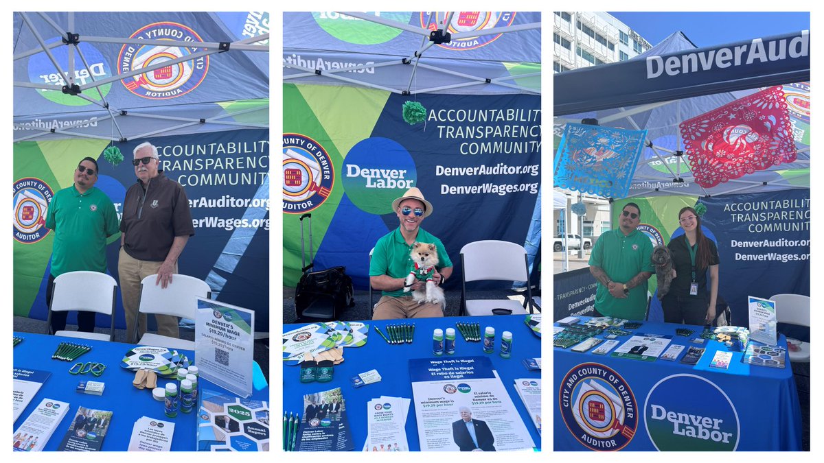 DenverLabor's tweet photo. This past weekend at the Cinco de Mayo Festival, we had a great time connecting with the community and welcomed some special “watchdogs”. 
Auditor O’Brien met with residents to discuss our work overseeing public resource use, ensuring transparency, and enforcing wage laws https://t.co/AKyvlxzdWC
