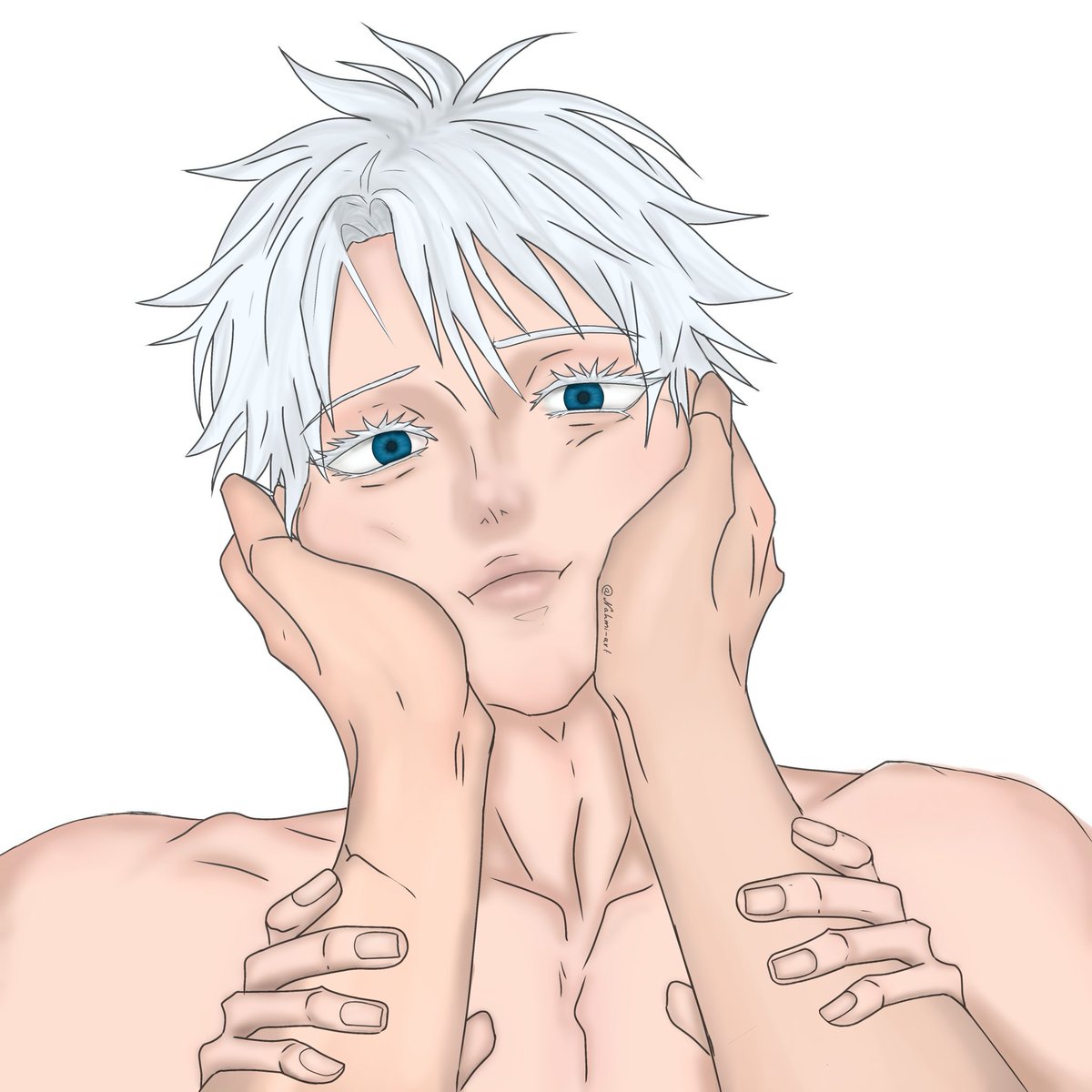 NAHMI_artkifi's tweet image. Late Night drawing 😭😭 i think i made him twinky #gojo #jujutukaisen #fanartㅤ #nahmi_art #digitalart #anime