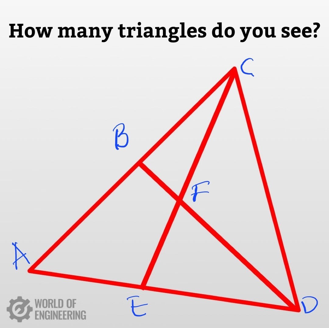 CGaravi's tweet photo. @engineers_feed 1. ACE
2. CDE
3. BCF
4. CDF
5. DEF
6. ABD
7. BCD
8. ACD https://t.co/m6ym2WXNT0