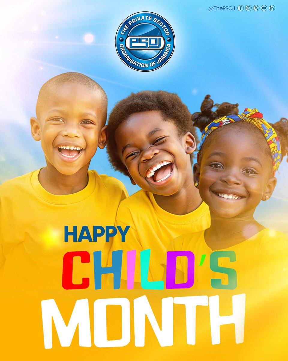 thePSOJ's tweet image. Investing in our children is investing in Jamaica’s future. 🇯🇲
This Child’s Month, we celebrate the potential of every young mind and the importance of nurturing the next generation. 💛
.
.
.
#ChildsMonth #PSOJ #FutureFocused