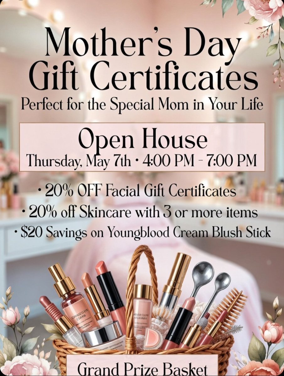 OpalDaySpa's tweet photo. This Mother’s Day, give Mom the gift of self-care and relaxation! Join us for our special Open House on Thursday, May 7th from 4:00 PM – 7:00 PM and treat the amazing mom in your life (or yourself!) to something special. Exclusive Mother’s Day Offers: https://t.co/G1KhWQavJB
