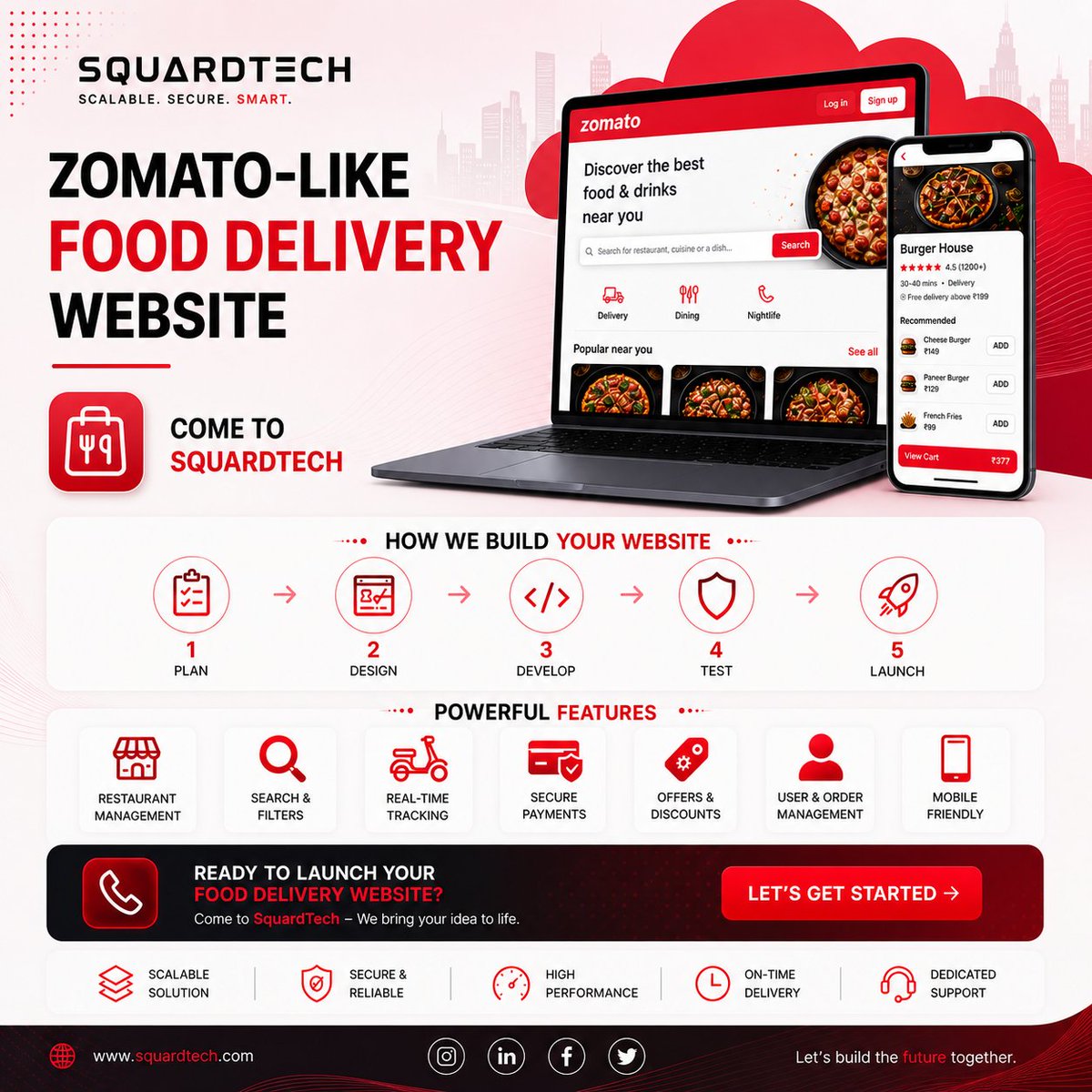 Squardtech's tweet photo. Launch your own Zomato-like food delivery platform with SquardTech

From idea to execution — we design, develop, and deliver scalable, secure, and high-performance solutions tailored for your business.

✔ Smart UI/UX
✔ Real-time tracking
✔ Secure payments

#FoodDeliveryApp https://t.co/OPBdWAmUeF