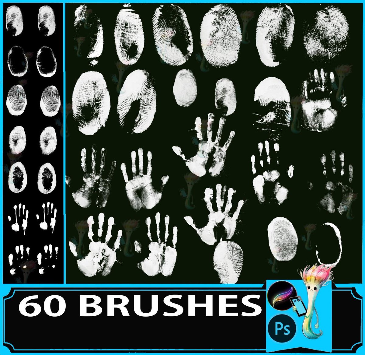 brush300's tweet image. Fingerprint Stamp Procreate Brushes: Crime Scene, Biometric Imprints
#procreate #photoshop
