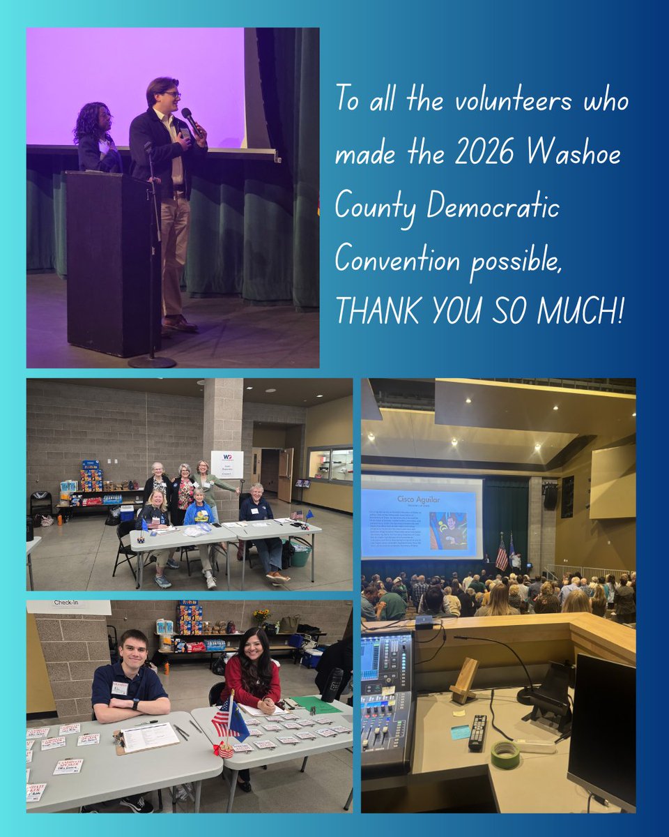 WashoeDEMS's tweet photo. To all the volunteers who made the 2026 Washoe County Democratic Convention possible, THANK YOU SO MUCH! https://t.co/Xat1NcQiih