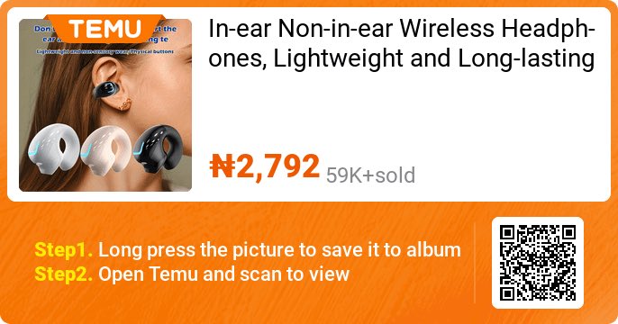 HabiGold66's tweet photo. In-ear Non-in-ear Wireless Headphones, Lightweight and Long-lasting Running Mini Wireless Noise-cancelling Headphones, Universal Wireless Headphones for Both Men's and Women's Smartphones
🎉 Coupon price[₦2,792]
👉 item link: https://t.co/oErwv72CIV https://t.co/04rLEE7Tup