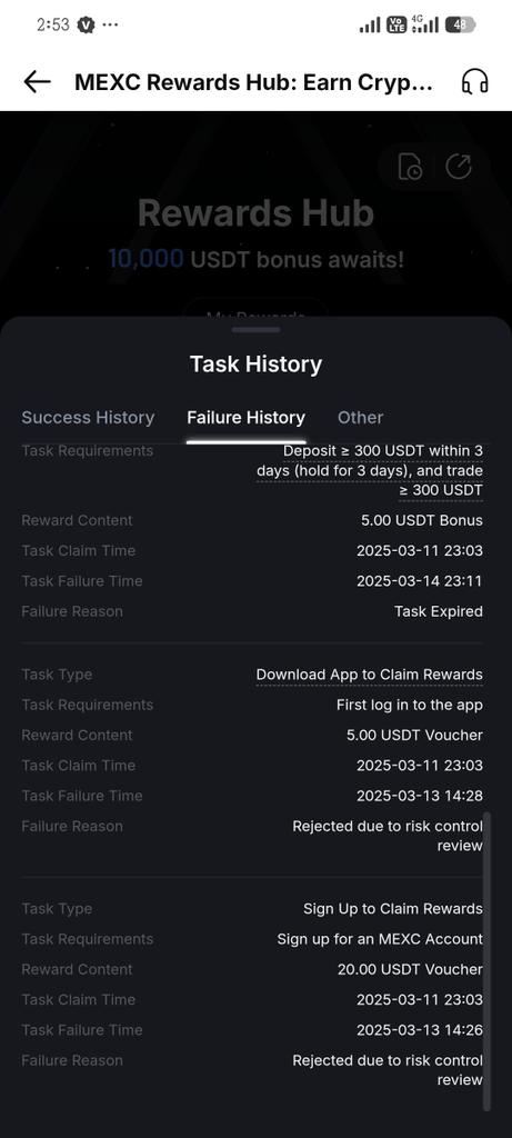 imshihab24's tweet image. Frustrated with @MEXC_Official! Completing all tasks honestly from my ONLY account, yet rewards are getting "Risk Control Rejected" without reason. Fix this! 😡 @MEXC_Support

My deta
UID: 24887548
Email: sih3694@gmail.com
(Only one account used)
​#CustomerService #MEXCExchange