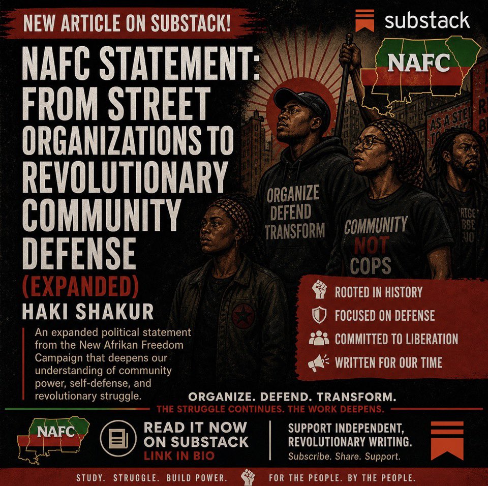 Haki_Shakur's tweet photo. NAFC from street organizations to revolutionary community defense. Let's Gang up On Oppression.    

Subscribe free to follow my Substack 

https://t.co/c2ZMxivSyp

#NAFC #Substack #NationalLiberation #identity #frantzfanon #monsterkody #tookiewilliams #newafrikan https://t.co/jpoTCS4DVf
