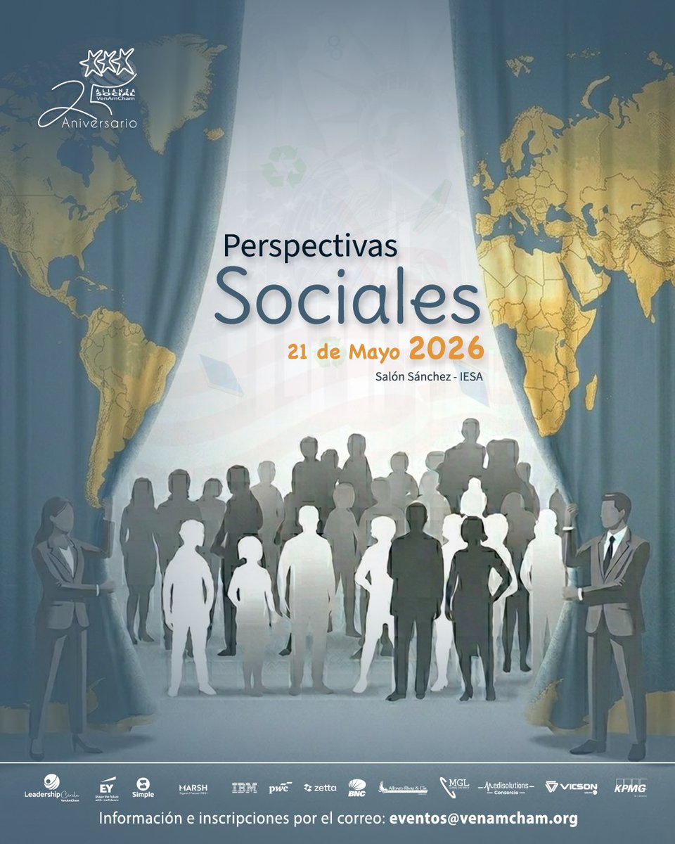 AlianzaSocial's tweet photo. Acompáñanos en PERSPECTIVAS SOCIALES 2026 para debatir sobre banca responsable, agro y energía sostenible. 🚀

🗓️ 21 de mayo 🕗 8:00 a.m. 📍 Auditorio Vollmer, @IESA
¡Regístrate! 👇 https://t.co/tC7qGuLHHP
#Liderazgo2026 #Sostenibilidad https://t.co/x6xlfKSIPe