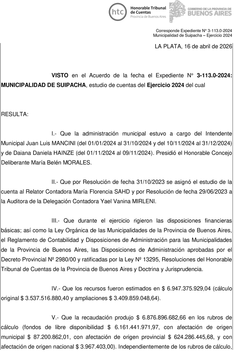 RealpolitikOK's tweet photo. 🔴 SUIPACHA: CONTRATACIONES DIRECTAS SIN CONTROL COMPLICAN A JUAN LUIS MANCINI
El fallo del Tribunal de Cuentas bonaerense sobre la rendición 2024 de Suipacha expone un patrón reiterado: contrataciones directas sin competencia, pagos fragmentados y uso extendido de los mismos proveedores, con montos que superaban los límites legales sin llamar a compulsa de precios.
Entre los casos más relevantes figuran pagos a SuipSALUD SA por más de 7,2 millones, a Carlos Oscar Fracchia por 8,3 millones, y a proveedores de diseño, informática y servicios jurídicos por montos similares.
El Tribunal fue categórico: las tareas eran continuas y deberían haber sido cubiertas por personal municipal, no por contrataciones externas reiteradas.
Sigue en el hilo 👇