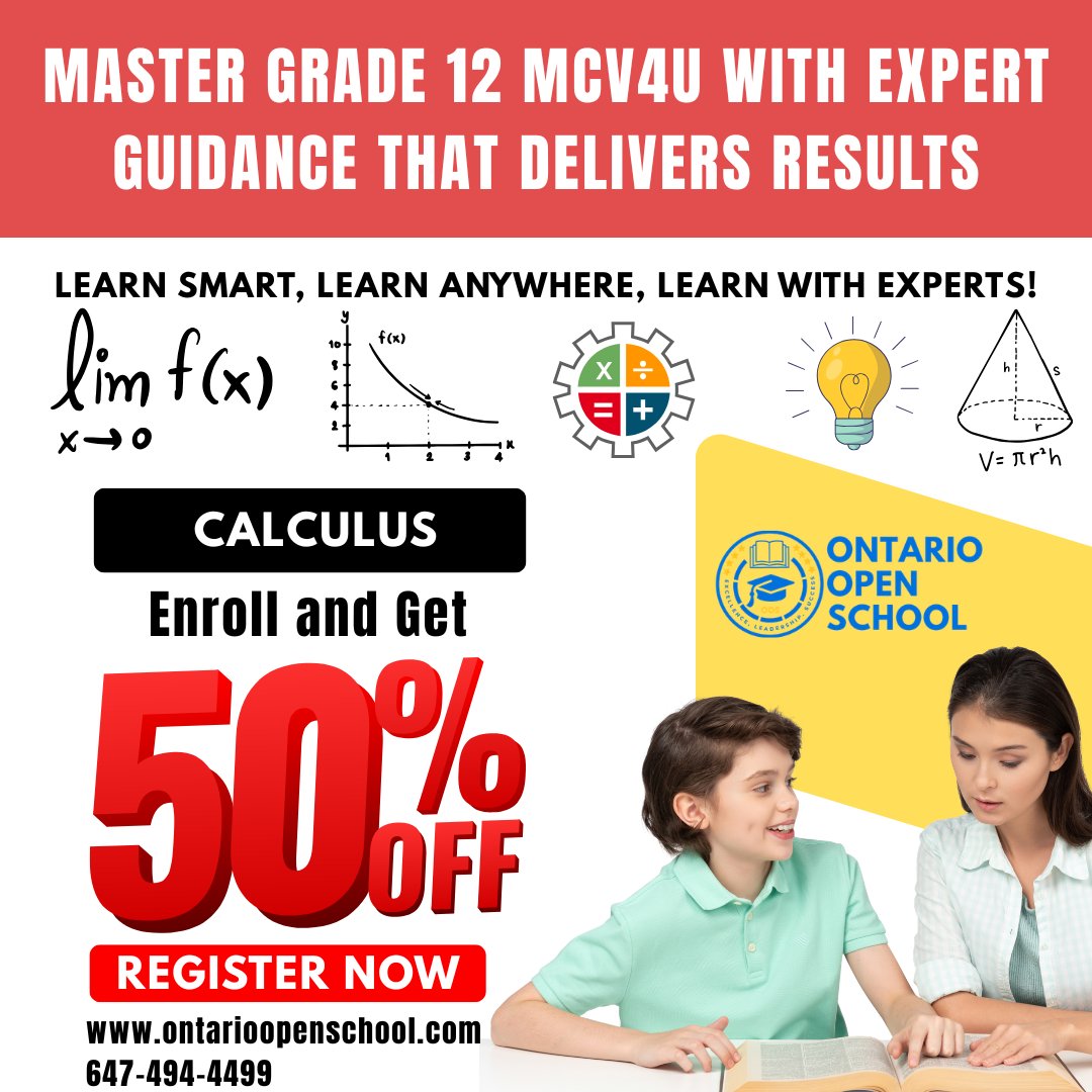 os_ontario's tweet photo. MCV4U Finally Clicks — Get 50% OFF Instantly 🔥

Enroll in Grade 12 MCV4U at Ontario Open School and automatically receive 50% OFF—no code, no hassle.
✨ Learn smarter. Score higher. Pay less
📞 647-494-4499
✉️ marketing@ontarioopenschool.com
#FinalsWeek #ExamSeason #SchoolLife https://t.co/NFREbnGufv
