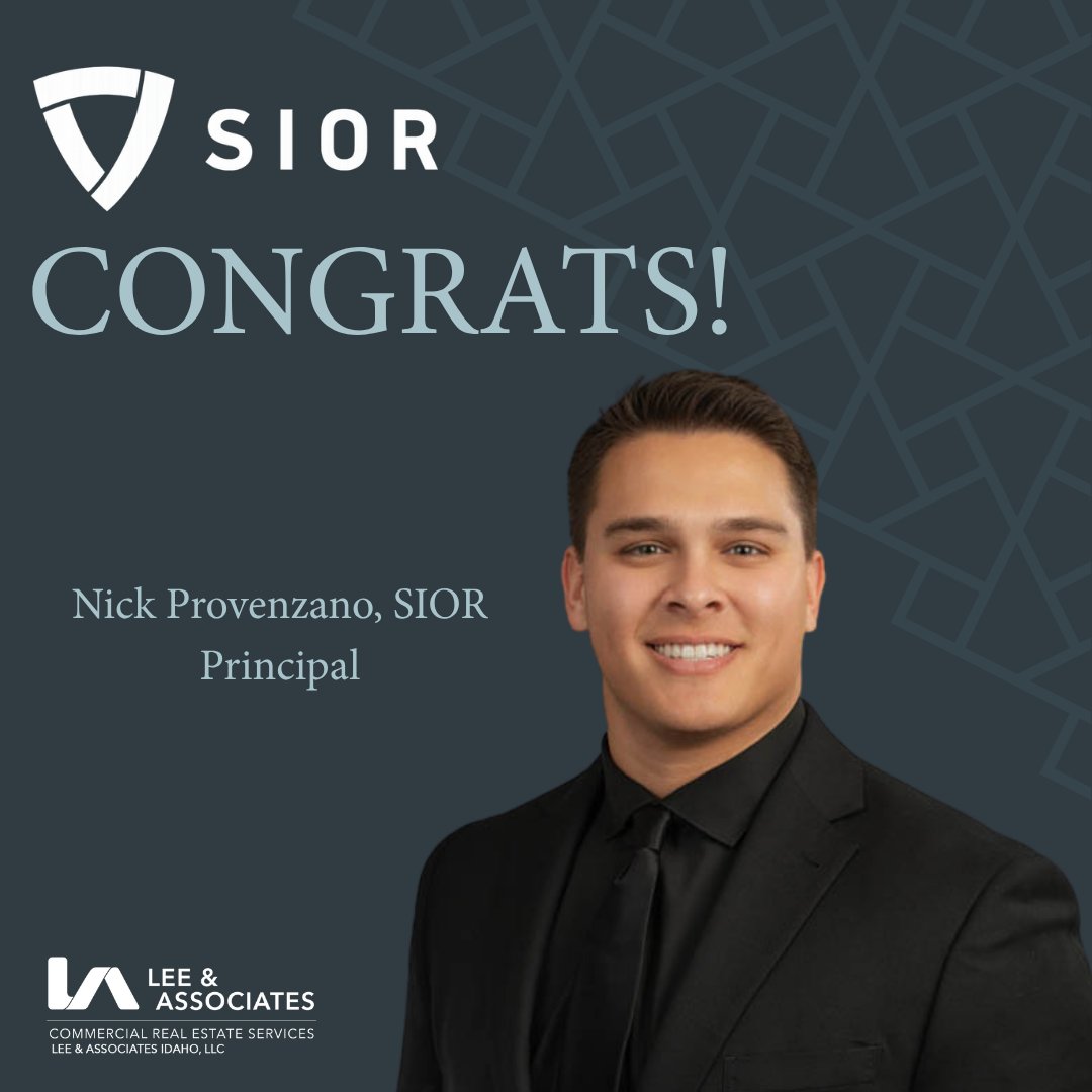 LeeAssociatesID's tweet image. Congratulations to Principal, Nick Provenzano for earning the prestigious SIOR designation from the Society of Industrial and Office Realtors®.

#cre #realestate #commercialrealestate #leeassociates #realestateinvestor #sior