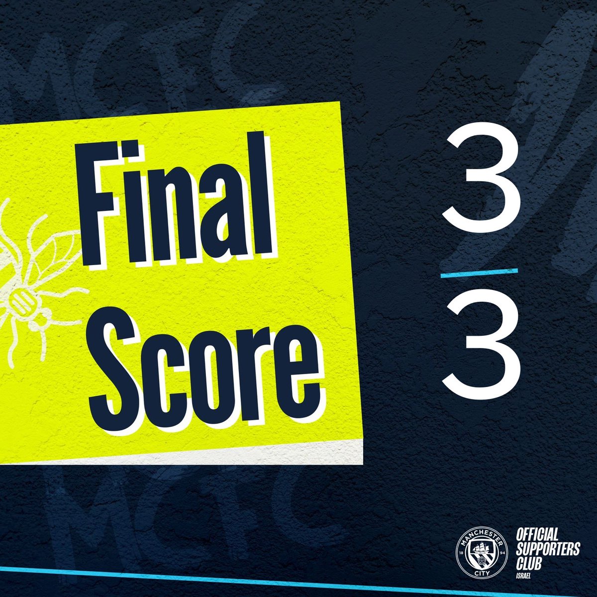 mcfcisrael's tweet photo. סיום: 3-3!

משחק שהיה בכיס של סיטי נגמר בתיקו מאכזב והכל תלוי בארסנל עכשיו!
שחקני סיטי חשבו על הפרש השערים ולא על הנקודות מאכזב מאוד אבל עדיין יש סיכוי נקווה לטוב https://t.co/UhFjJc3QxC