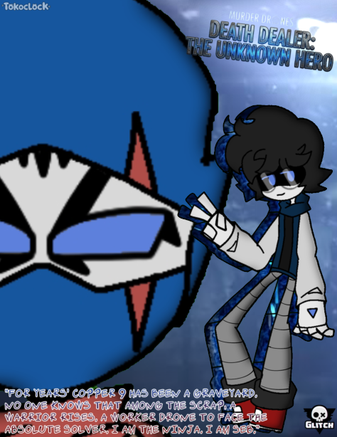 real_tokoclock's tweet photo. MD: Death Dealer The Unknown Hero // Posters 

#murderdrones #Nuzi #sebvee #oc #SerialDesignationSeb #UziDoorman #SebElliott #DeathDealer #SerialDesignationV #Seb https://t.co/wFDGchUP5N