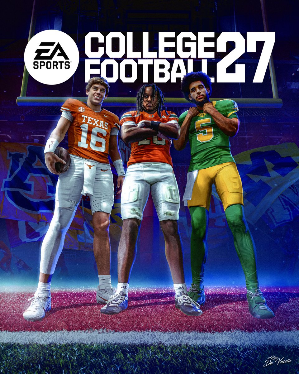 RicoDaVinciii's tweet image. Decided to create my own personal take on a @EASPORTSCollege cover with CFB 27 around the corner!  🏈

(Featuring Arch Manning, Malachi Toney, and Dante Moore) 

#smsports #CFB27 #photoshop