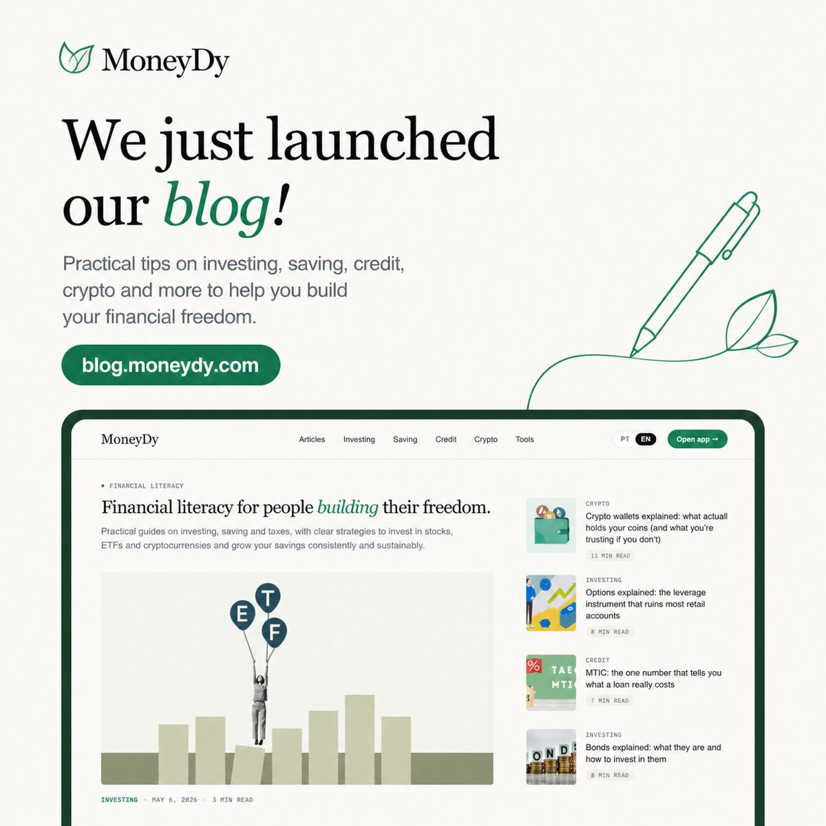 MoneydyOfficial's tweet photo. We just launched our blog 🚀

Practical insights on investing, saving, credit &amp; crypto — all in one place.

Start building your financial freedom today:
👉 https://t.co/kystkRooJY

#Budgeting #FinanceApp #WealthBuilding #MoneyTip #FinTech #PersonalFinance #MoneyGoals #blog https://t.co/QSTTqcITEk