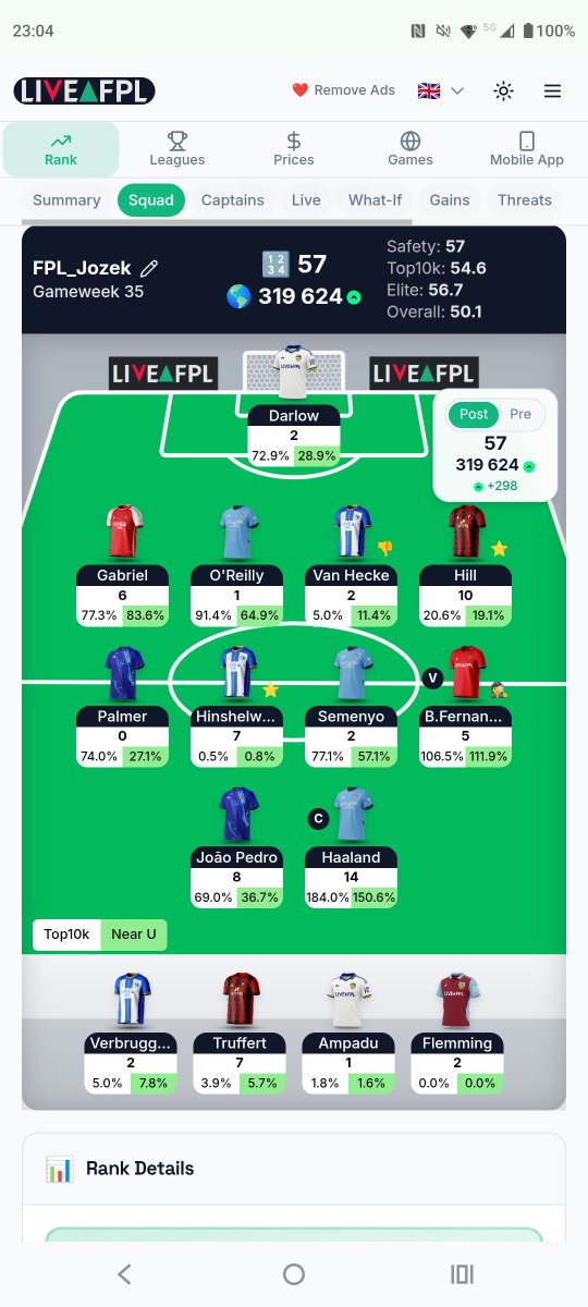 FPL_Jozef's tweet image. Another grey arrow. Palmer was a bad pick on WC32, I regret following the top10k, they're clueless 😡

Gonna ship out Semenyo, Palmer and Flemming for -4 probably.

#fpl #fplcommunity #jakgractoznajlepszymi