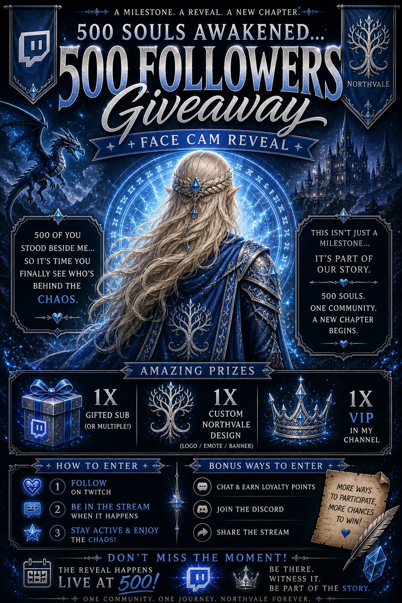 AngryElf1997's tweet image. 500 is close… 👁️💙

When we hit it LIVE:
🎥 Facecam Reveal
🎁 Giveaway (Sub + Custom Design + VIP)
You must be in stream to win.
No delay. No warning. Just… boom. ⚡
Be there when it happens.

#RoadTo500 #TwitchStreamer #SmallStreamer #LiveNow