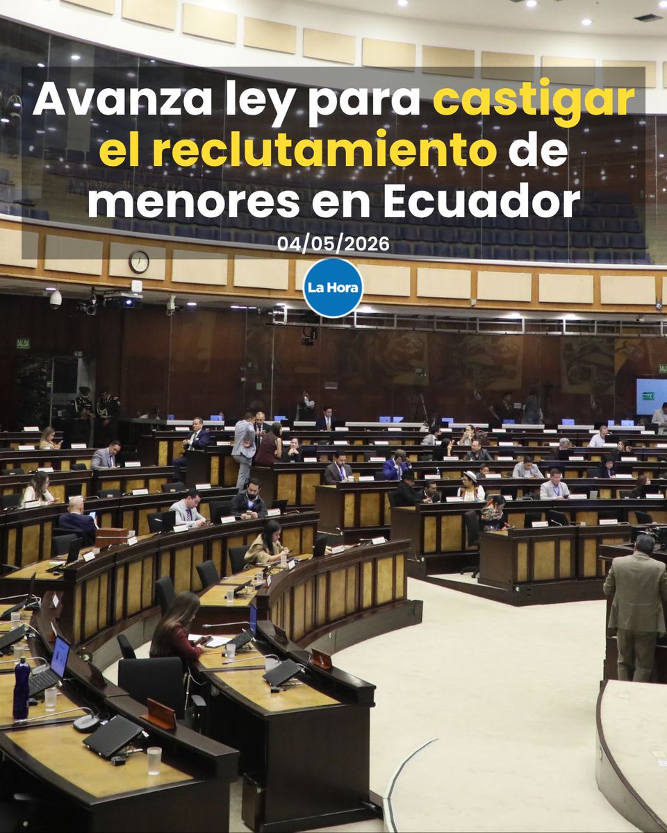 lahoraecuador's tweet photo. La Comisión de Participación aprobó el informe para primer debate del proyecto para combatir el reclutamiento infantil 📄. El texto propone penas de 22 a 26 años de cárcel para quienes vinculen a menores con grupos armados o delincuencia organizada 🔫. Detalles 👉 https://t.co/tSoyGXHRFd