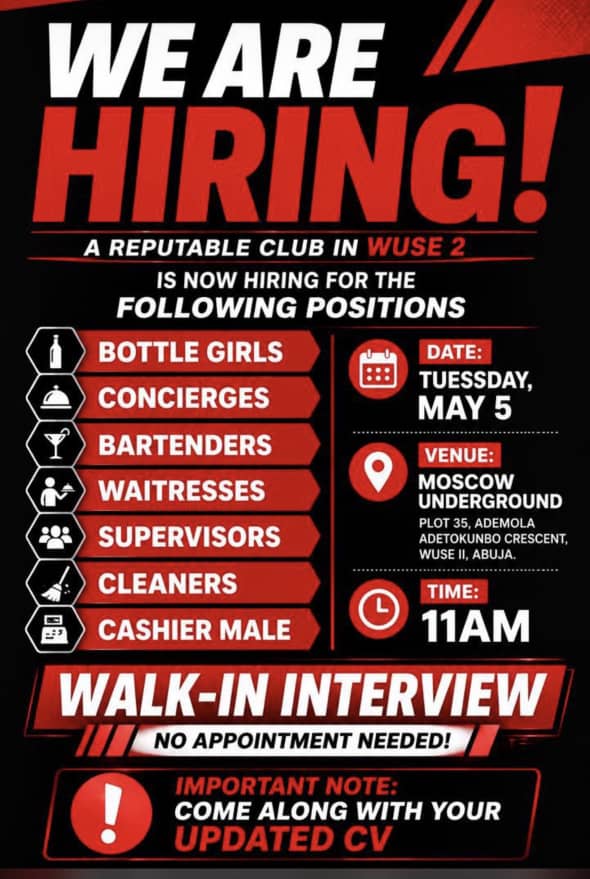 PreciousAg90934's tweet image. Location Abuja 

If you Know Anyone Interested tag Them.
#jobs 
#Abuja