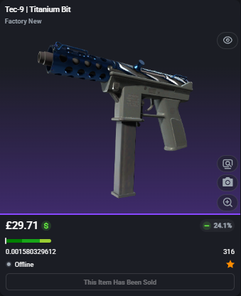 adsyyycs2's tweet image. 🚨NEW SKIN FLIP OF THE WEEK JUST SOLD!!!!🚨

0.001 Tec-9 | Avalanche
✅FLIPPED✅

➡️Bought for: £29.71
➡️Sold for: £34.81

After fees, that's a total profit of £4.40 (14.82%)🤑💵

#csfloat #cs2 #csgo #counterstrike #skins #trading #flipped #profit #roadto5k