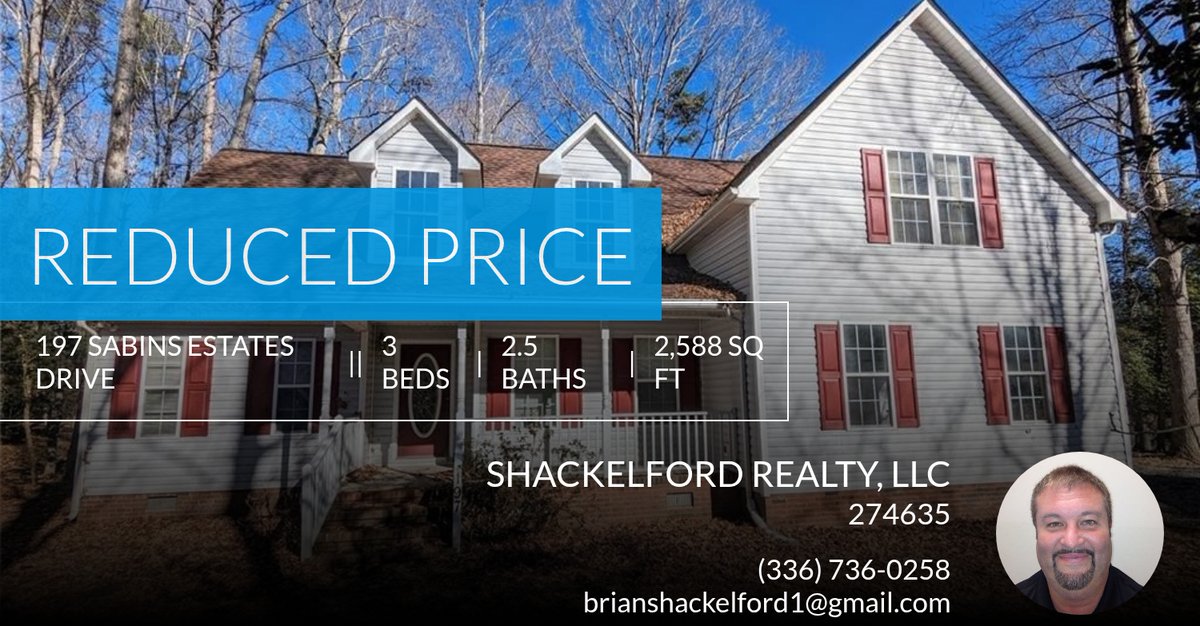 shackrealty's tweet photo. 📍 Reduced Price 📍 This recently reduced home at 197 Sabins Estates Drive in Rougemont won't last long, so, don't wait to set up a showing! Reach out here or at (336) 736-0258 for more information!

Brian Shackelford
Owner / Broke... https://t.co/EcknGYOBVj https://t.co/YPC6igdnPo
