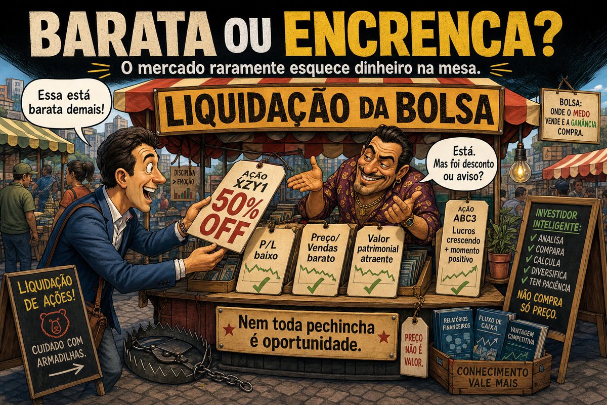 ACERTAR NA MOSCA : O mercado de ações dispõe de inúmeras métricas par... acertarnamosca.blogspot.com/2026/05/o-merc… 
🎯 Ação barata ou armadilha?
O mercado raramente esquece dinheiro na mesa. Se está barato demais, alguém já sabe o porquê.
#usdbrl #brl
